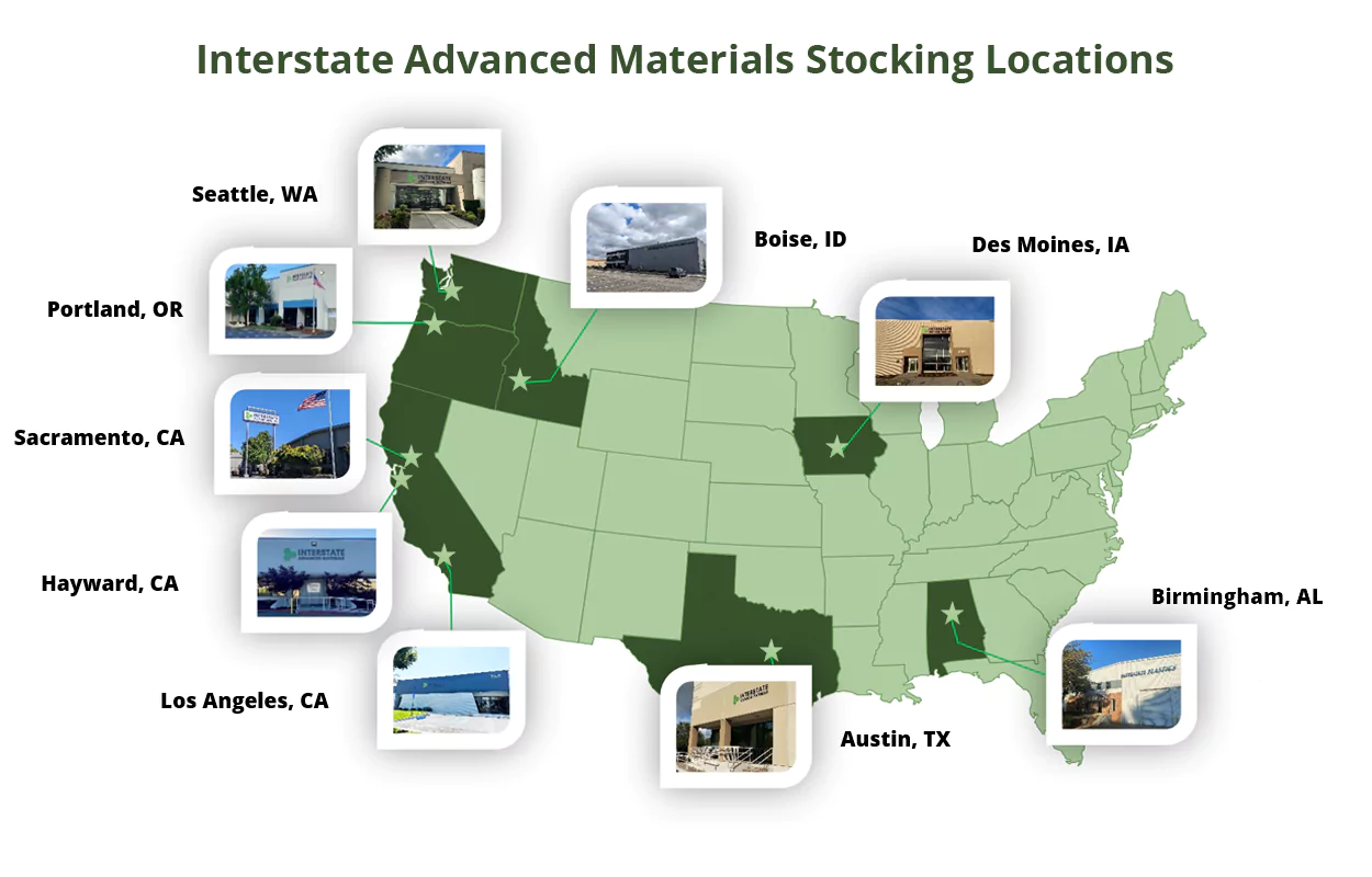 Interstate Advanced Materials Branches and Stocking Locations