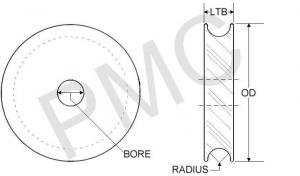 PULLEY - CAN LINE CABLE | 3/8 ROUND BELT - UHMW - 3.00 OD - 5/8 WIDTH